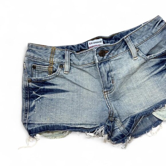 2000s Y2K Vintage‎ No Boundaries Micro Denim Shorts Mini Junior 3 Frayed Grunge - Picture 2 of 8
